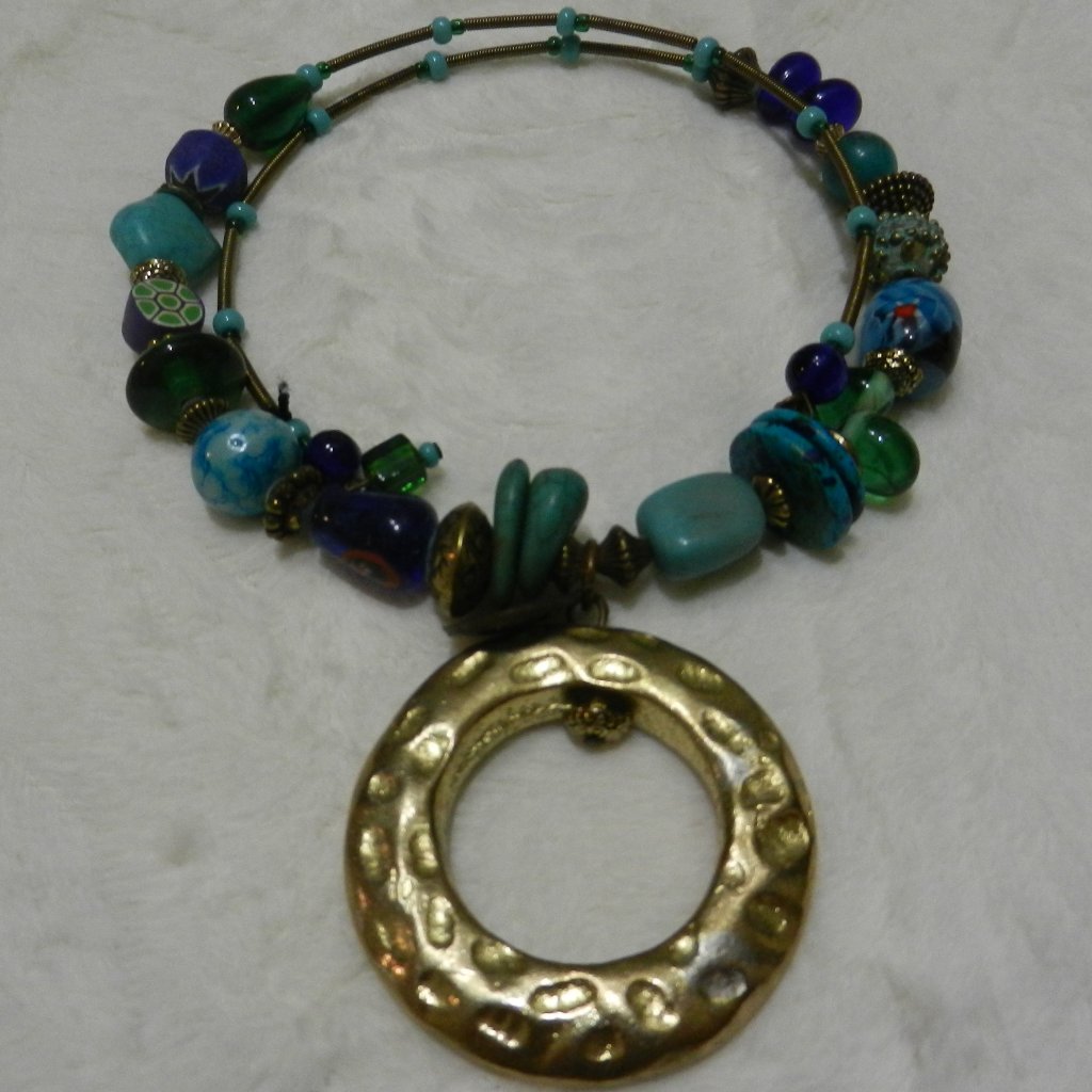 Vtg Serenity Sea Statement Choker Dramatic Boho Coastal Vibes Collar Necklace